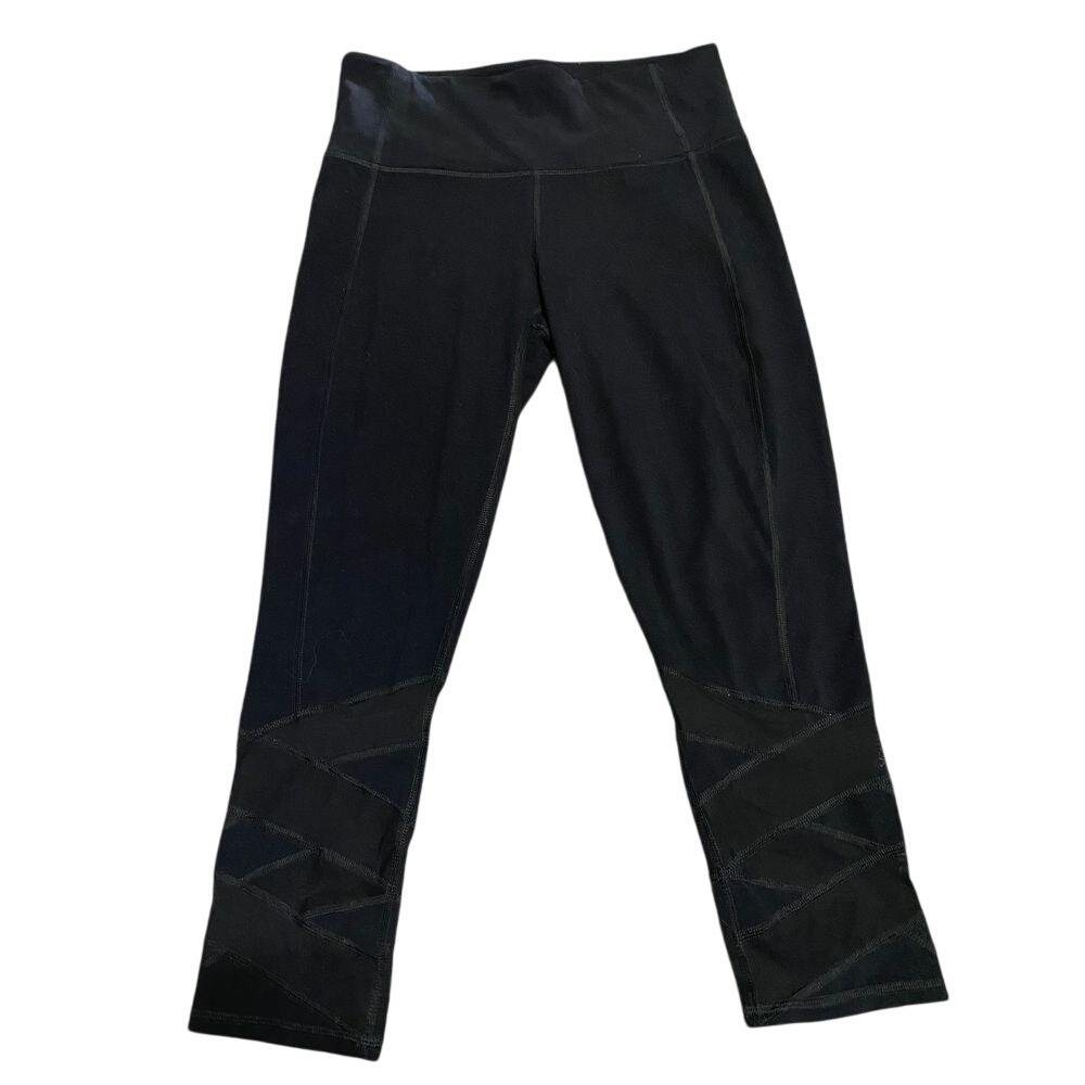 Athleta Women's M‎ Black Yoga Leggings with Mesh Panels Workout Fitness Pants